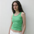 PARTIMENTO WOMEN RUCHED SLEEVELESS_NEON GREEN