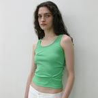 PARTIMENTO WOMEN RUCHED SLEEVELESS_NEON GREEN