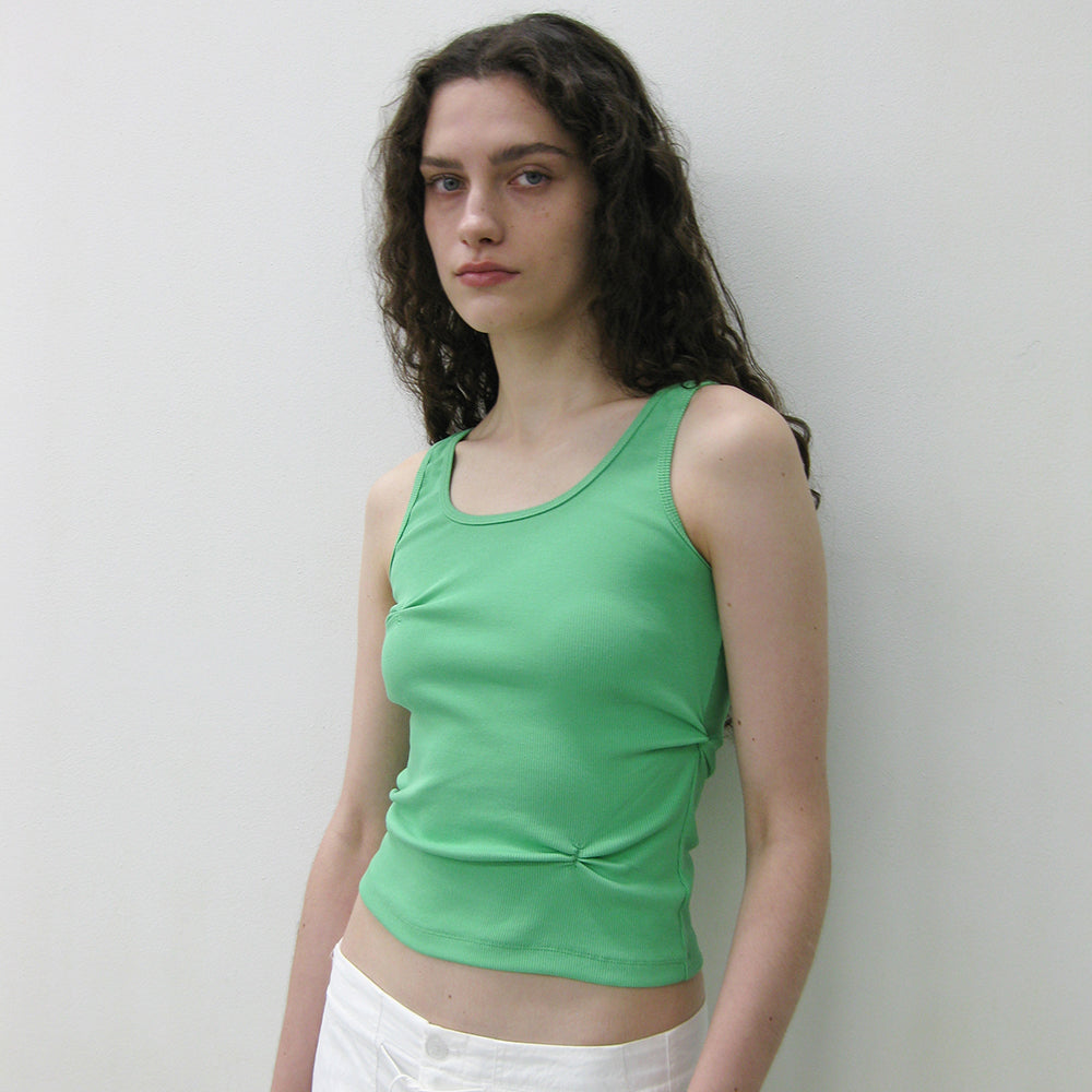 PARTIMENTO WOMEN RUCHED SLEEVELESS_NEON GREEN