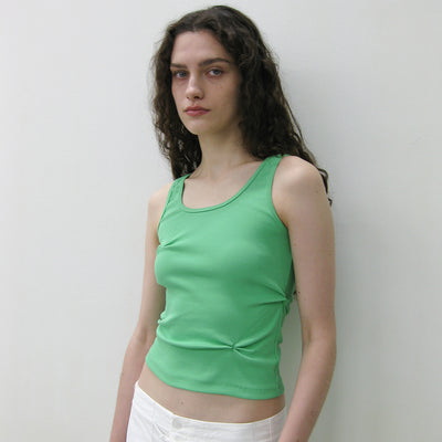 RUCHED SLEEVELESS_NEON GREEN