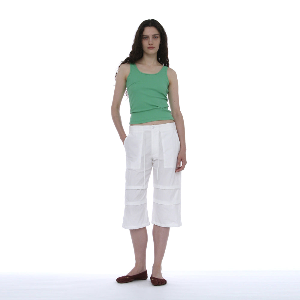PARTIMENTO WOMEN RUCHED SLEEVELESS_NEON GREEN
