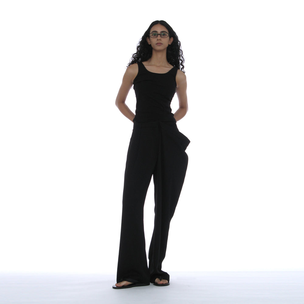 PARTIMENTO WOMEN RUCHED SLEEVELESS_BLACK