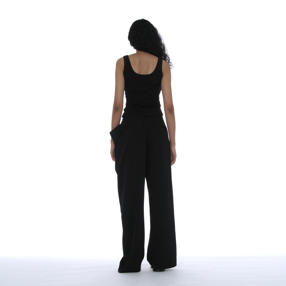 PARTIMENTO WOMEN RUCHED SLEEVELESS_BLACK