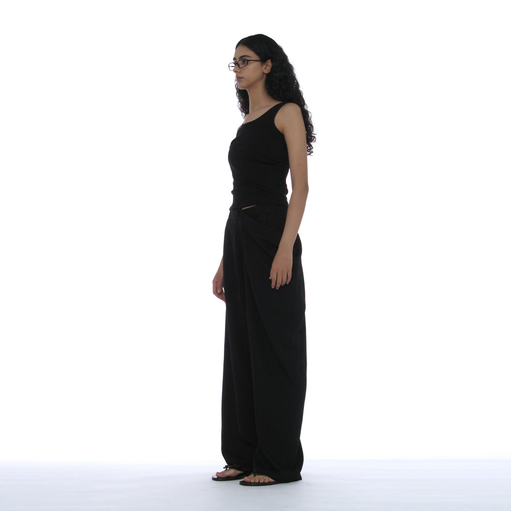 PARTIMENTO WOMEN RUCHED SLEEVELESS_BLACK