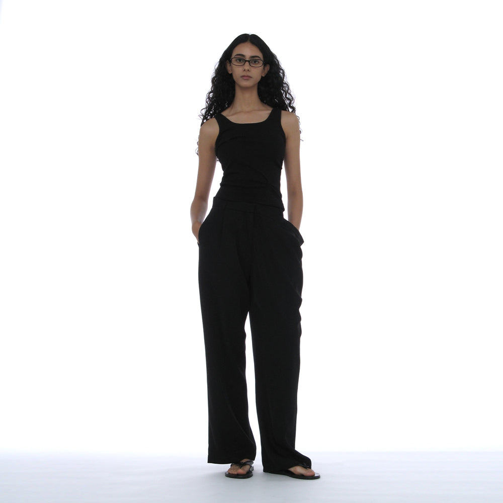 PARTIMENTO WOMEN RUCHED SLEEVELESS_BLACK