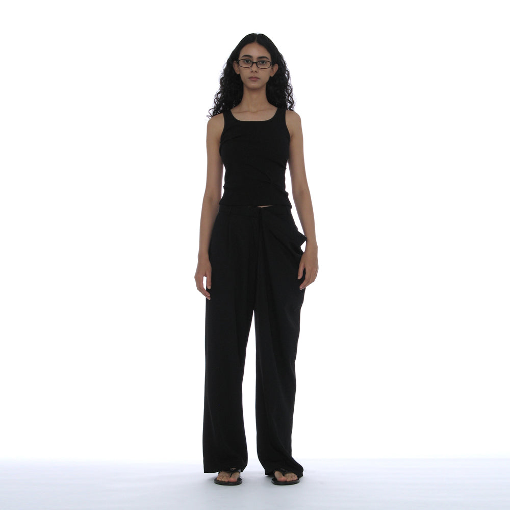PARTIMENTO WOMEN RUCHED SLEEVELESS_BLACK
