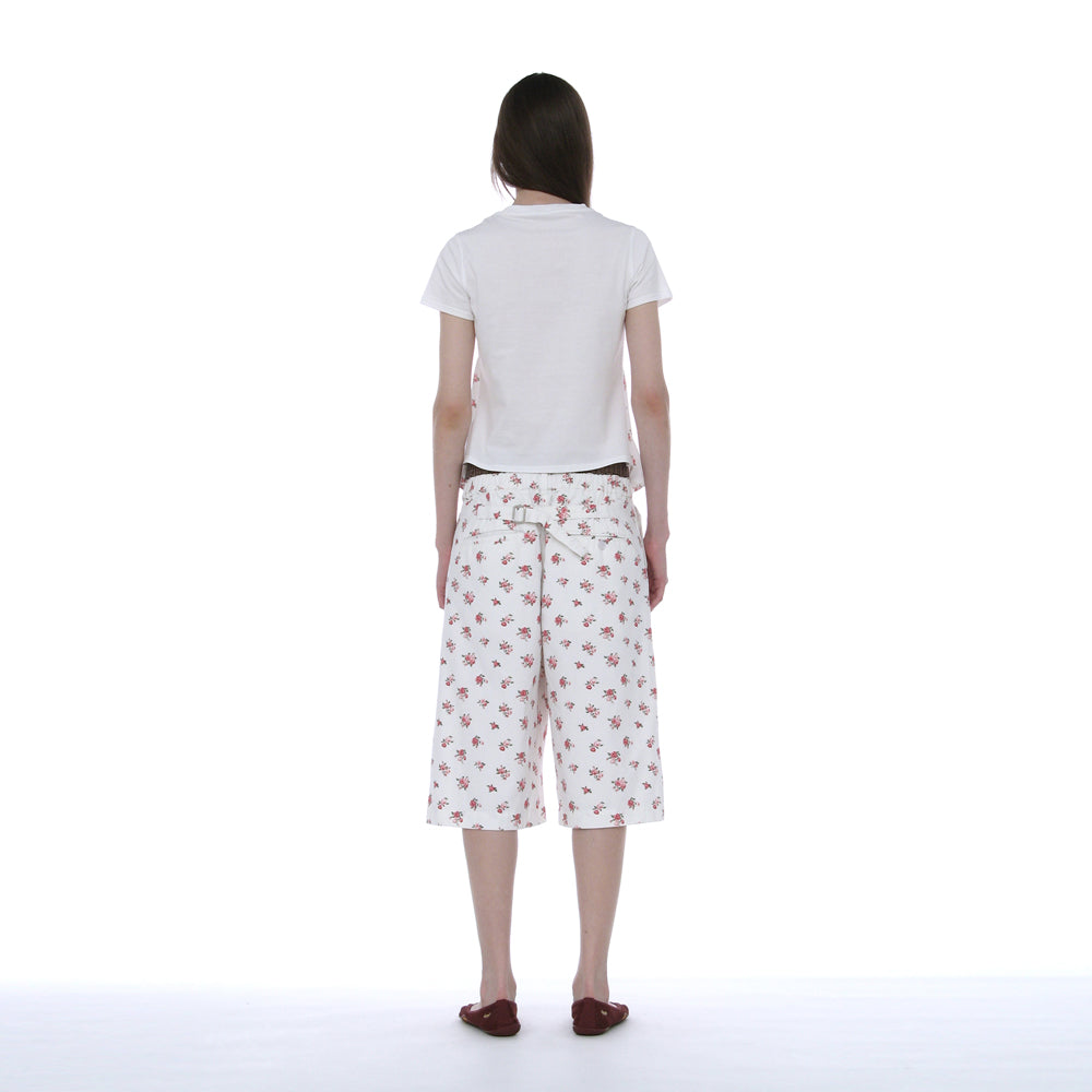 PARTIMENTO WOMEN FLORAL PRINTED SHORT SLEEVE TEE_WHITE