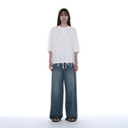 PARTIMENTO WOMEN FRILL TRIM HENLEY NECK TEE_WHITE