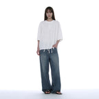 PARTIMENTO WOMEN FRILL TRIM HENLEY NECK TEE_WHITE