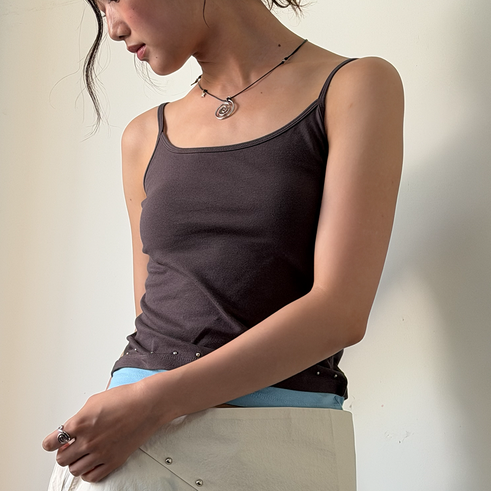 HOMEBODYTHINGS Layered Studded Sleeveless (BROWN - BLUE)