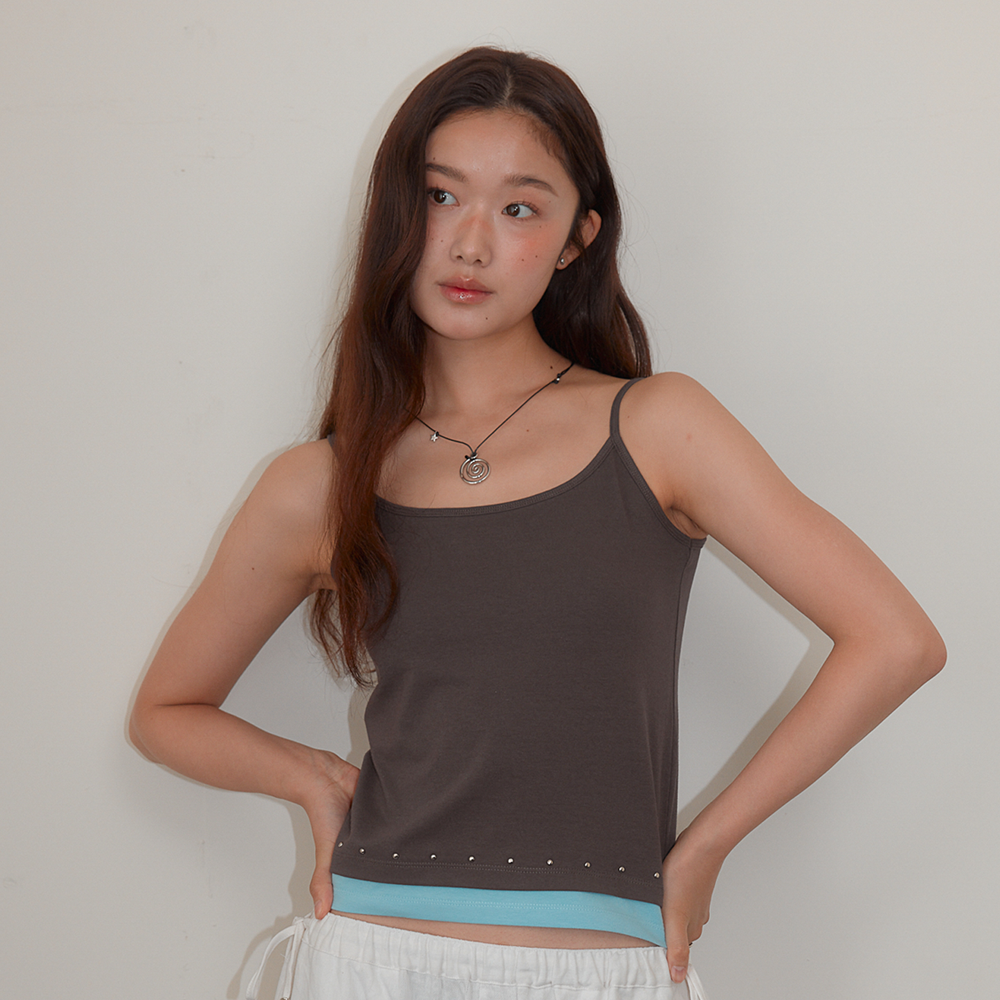 HOMEBODYTHINGS Layered Studded Sleeveless (BROWN - BLUE)