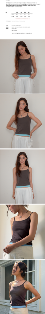 HOMEBODYTHINGS Layered Studded Sleeveless (BROWN - BLUE)