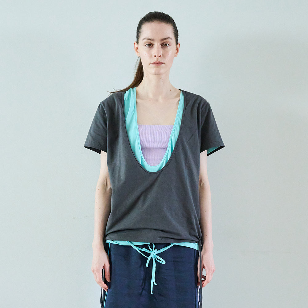 SEEN DEEP NECK STRING T-SHIRTS (Asphalt)