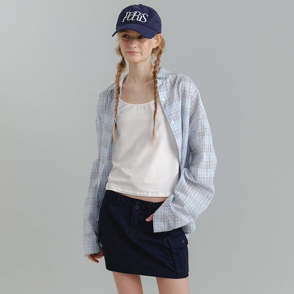 LAMINEZ Sunrise Check Shirt - Sky blue