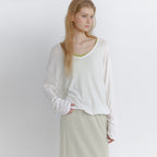 LAMINEZ Breeze V-Neck Long Sleeve - Ivory