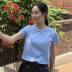 DEWL [Dueling] Mini embroidery pigment crop t-shirt SB_D262MSM149