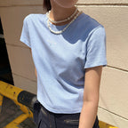 DEWL [Dueling] Mini embroidery pigment crop t-shirt SB_D262MSM149