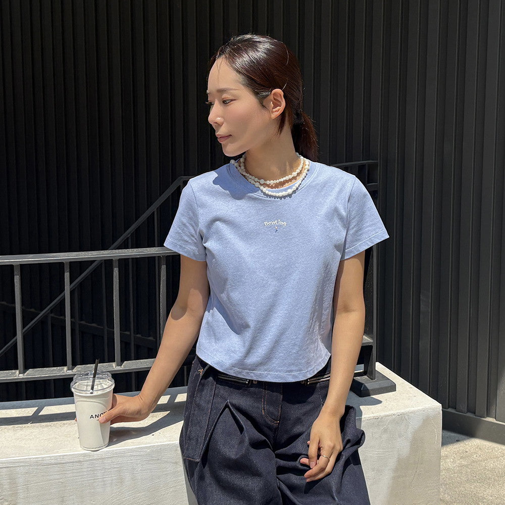 DEWL [Dueling] Mini embroidery pigment crop t-shirt SB_D262MSM149