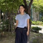 DEWL [Dueling] Mini embroidery pigment crop t-shirt SB_D262MSM149
