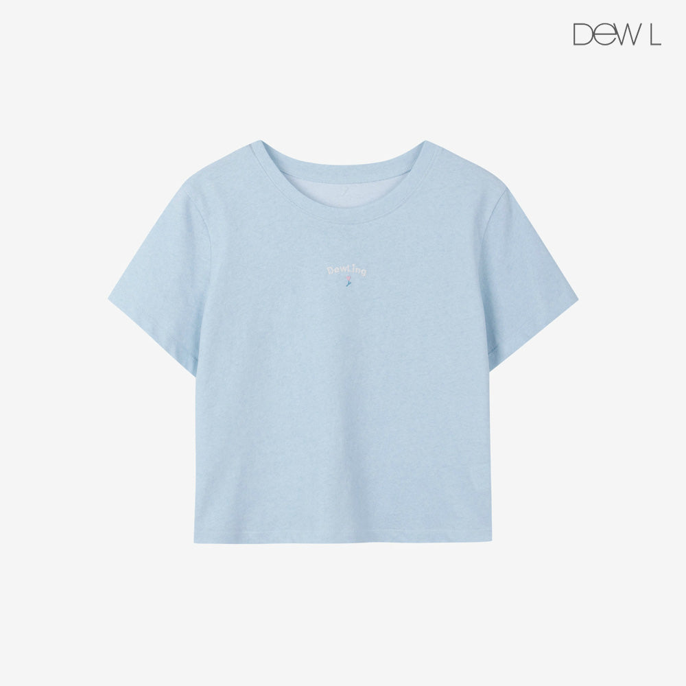 DEWL [Dueling] Mini embroidery pigment crop t-shirt SB_D262MSM149
