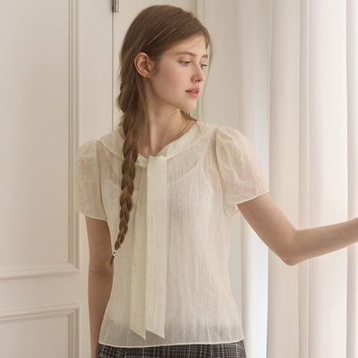 [29CM Exclusive] Sailor Tie Motif Blouse - Cream