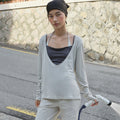 PPB [2nd restock] Nora Deep V Neck Sleeve (Light Gray)