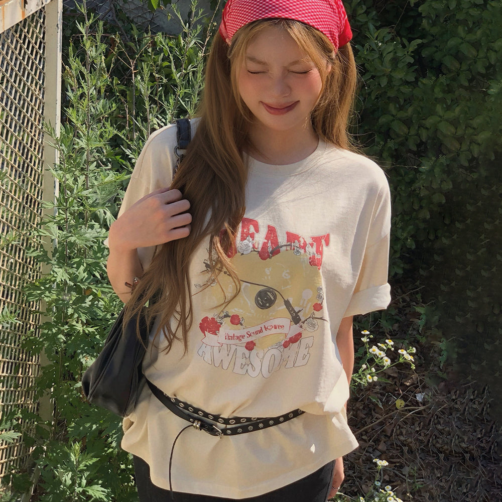 TWEE [Eunchae PICK] Awesome pigment printing overfit short sleeve t-shirt