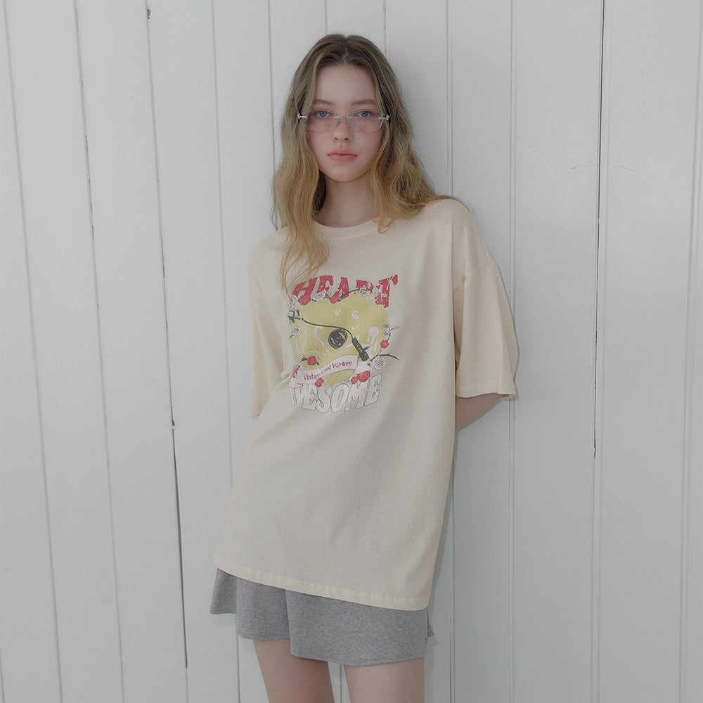 TWEE [Eunchae PICK] Awesome pigment printing overfit short sleeve t-shirt