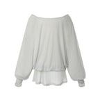 MIRECO SHEER OFF-SHOULDER SLEEVE CLOUD GREY