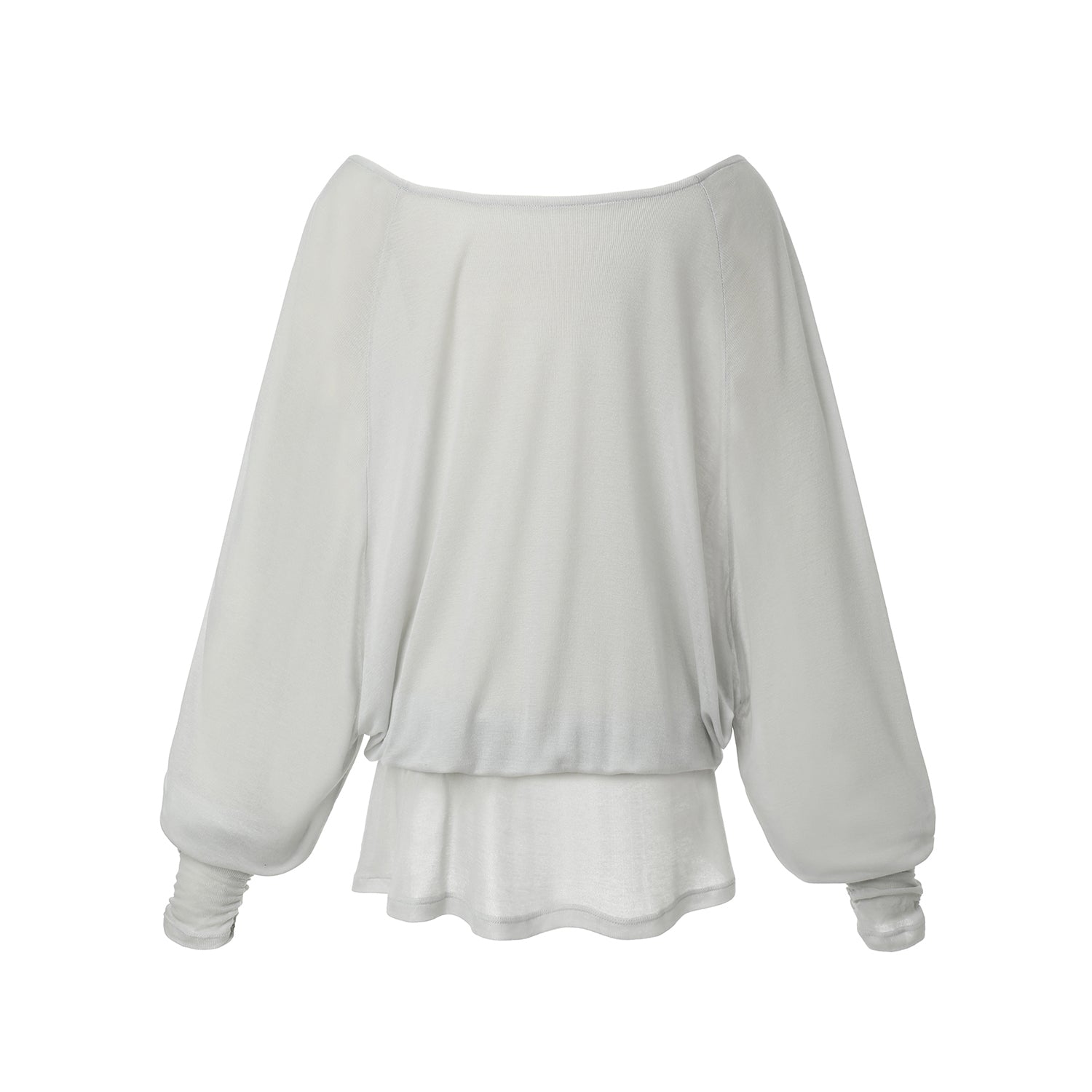 MIRECO SHEER OFF-SHOULDER SLEEVE CLOUD GREY