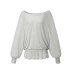 MIRECO SHEER OFF-SHOULDER SLEEVE CLOUD GREY