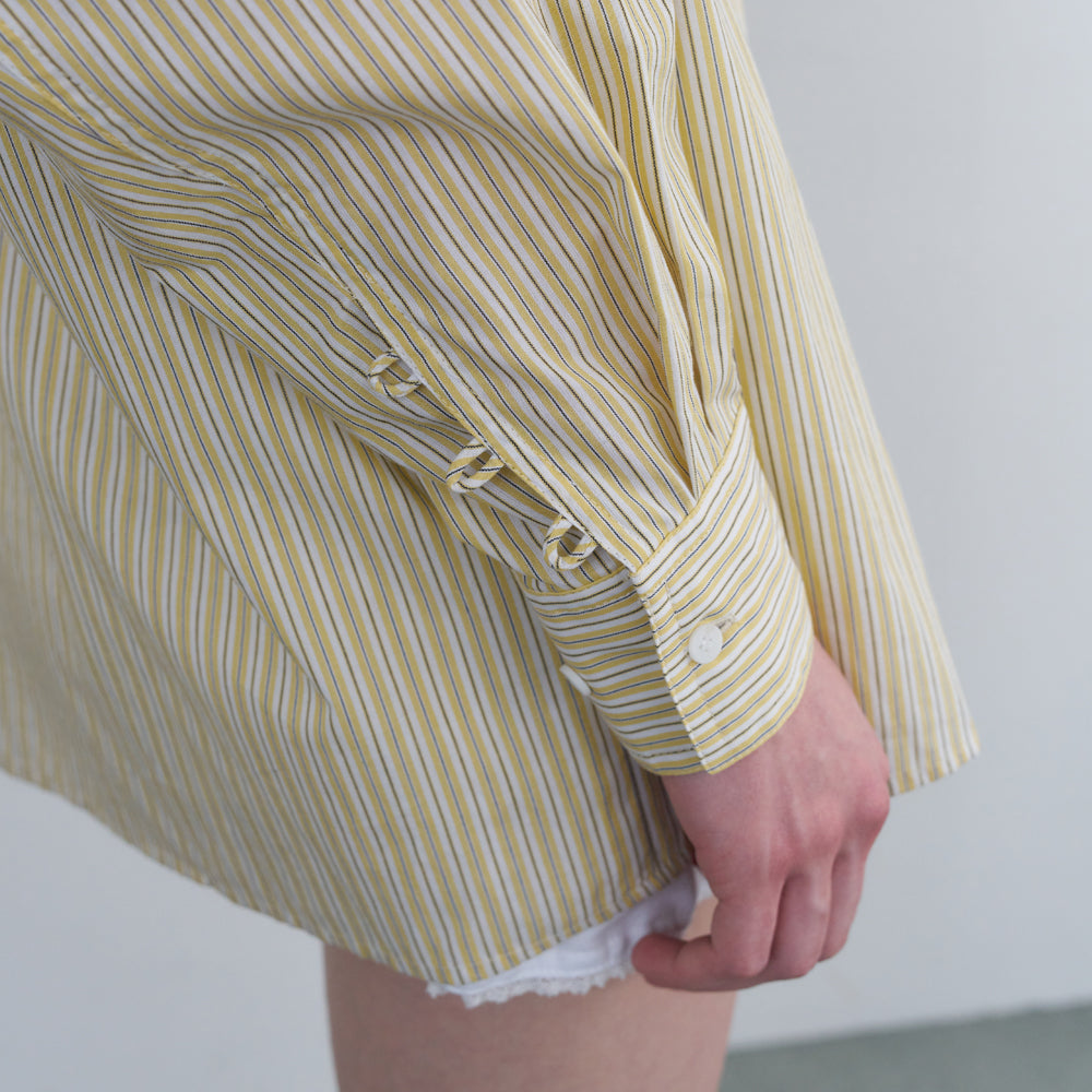 OVERDUE FLAIR STRIPE OVERSIZED SHIRT_YELLOW