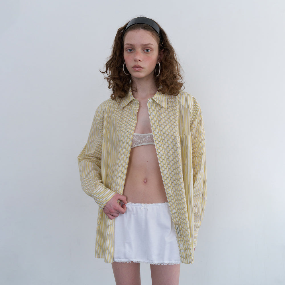 OVERDUE FLAIR STRIPE OVERSIZED SHIRT_YELLOW