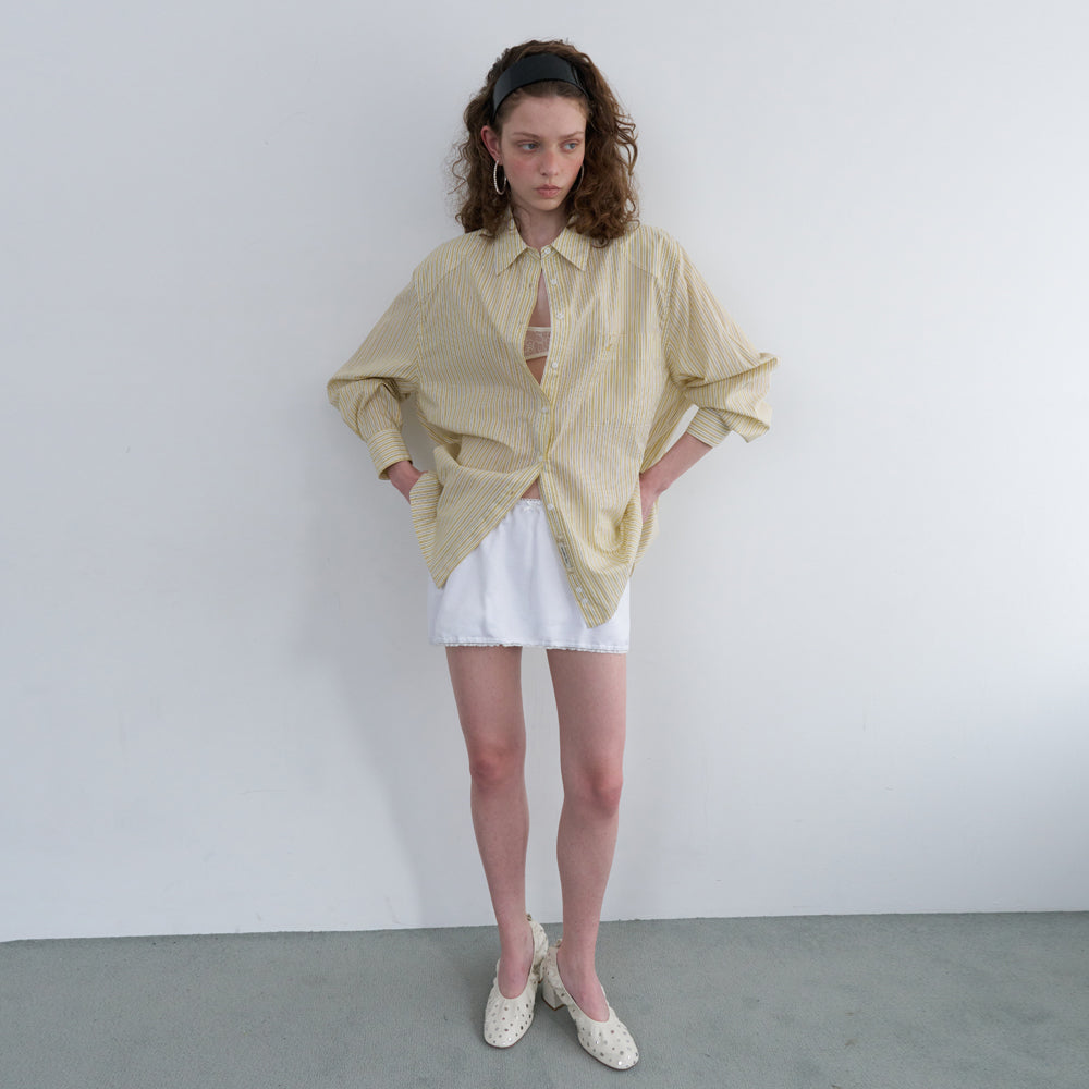 OVERDUE FLAIR STRIPE OVERSIZED SHIRT_YELLOW