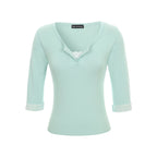 Wsc archive Lace hidden button Tee 005(Mint)