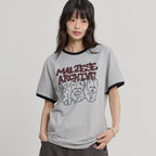 WAIKEI Maltese Archive Line Graphic Ringer Short Sleeve T-Shirt Gray