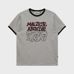 WAIKEI Maltese Archive Line Graphic Ringer Short Sleeve T-Shirt Gray