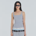 FRANTICSERVICE Classic Square Neck Sleeveless - Gray