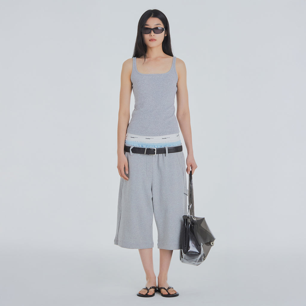 FRANTICSERVICE Classic Square Neck Sleeveless - Gray