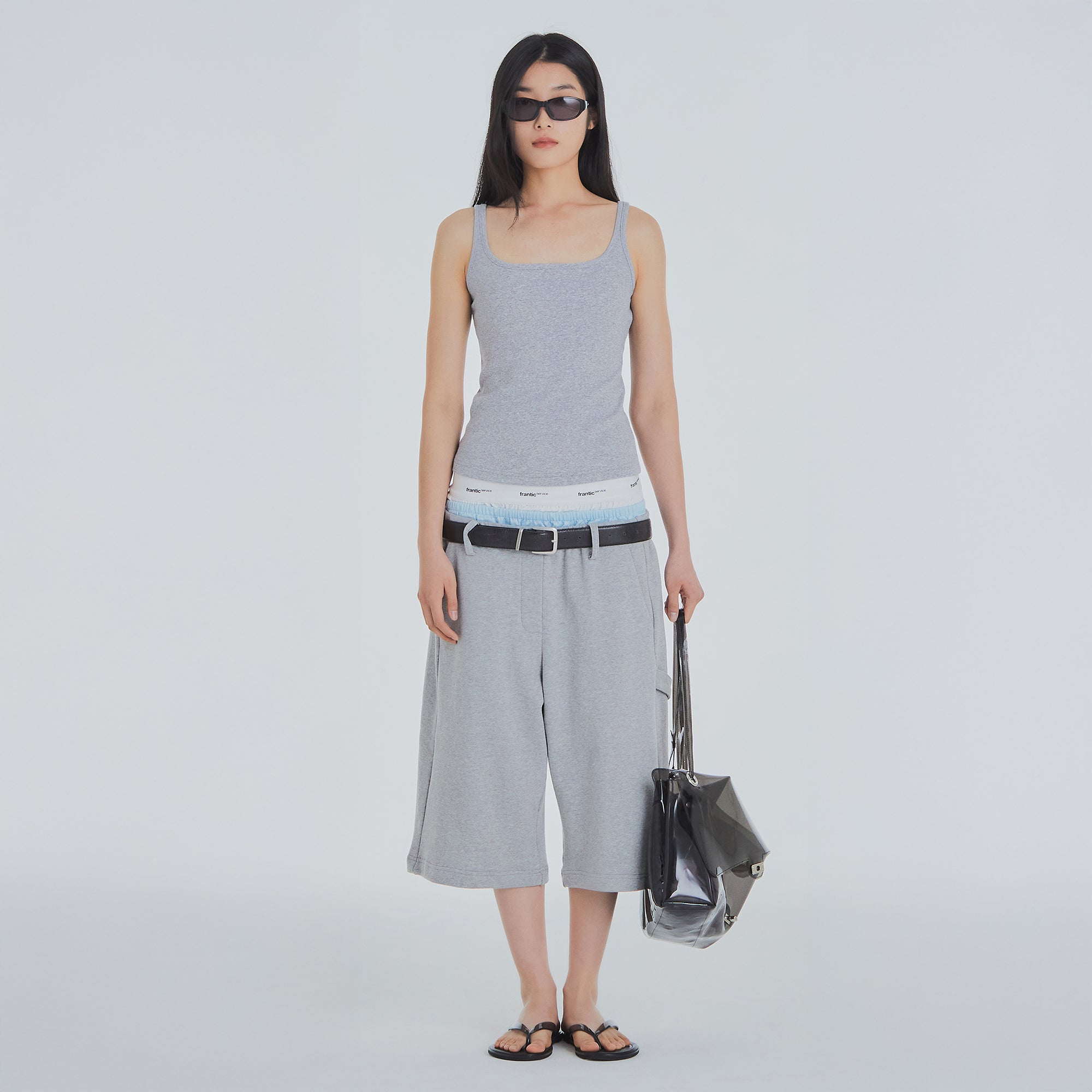 FRANTICSERVICE Classic Square Neck Sleeveless - Gray