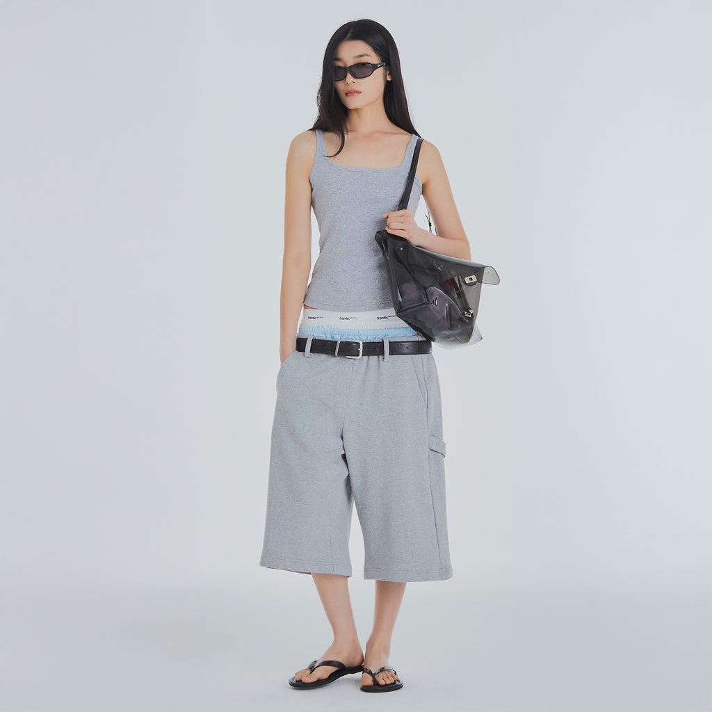 FRANTICSERVICE Classic Square Neck Sleeveless - Gray