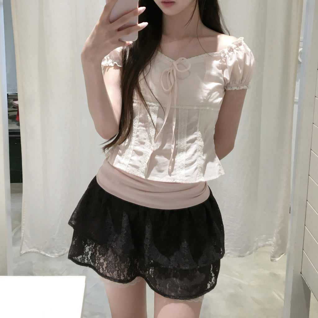 WHISFAIRY Lily Lace Blouse - PINK