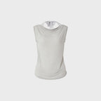TEAK TIE NECK SLEEVELESS TOP (SILVER)