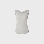 TEAK TIE NECK SLEEVELESS TOP (SILVER)