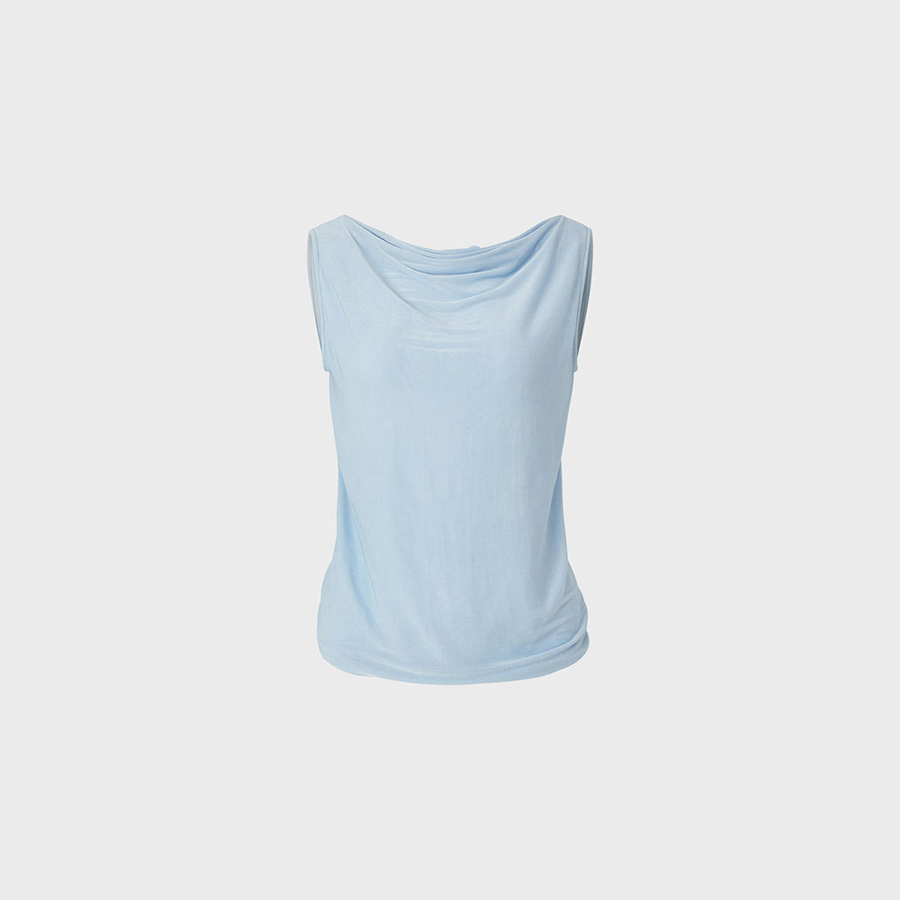 TEAK TIE-NECK SLEEVELESS TOP (BLUE)