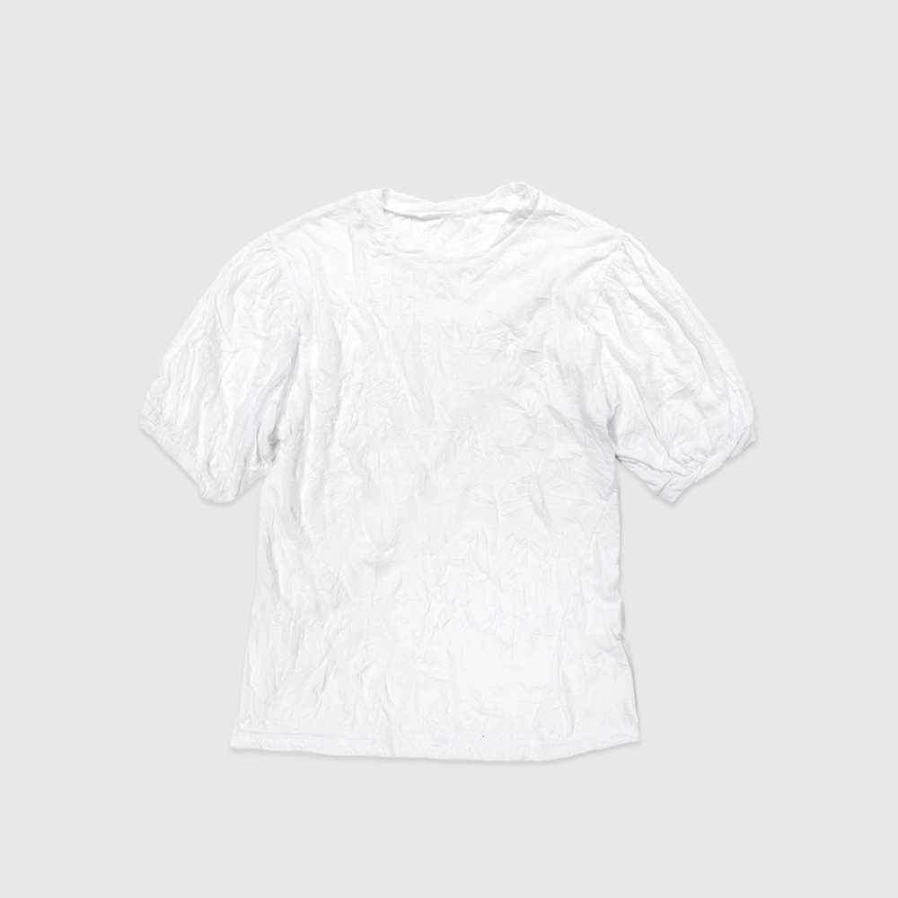 SAENGINSTUDIO CRINKLED TWIST SHORT SLEEVE T-SHIRT - WHITE