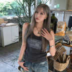 LUCKY CHOUETTE [CASPER X CHOUETTIES] Casper Graphic Sleeveless T-Shirt (dark grey) LATAX26960GYD