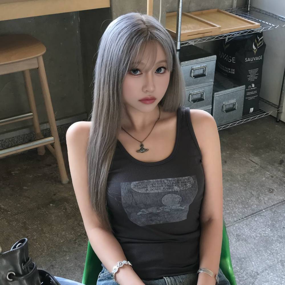 LUCKY CHOUETTE [CASPER X CHOUETTIES] Casper Graphic Sleeveless T-Shirt (dark grey) LATAX26960GYD