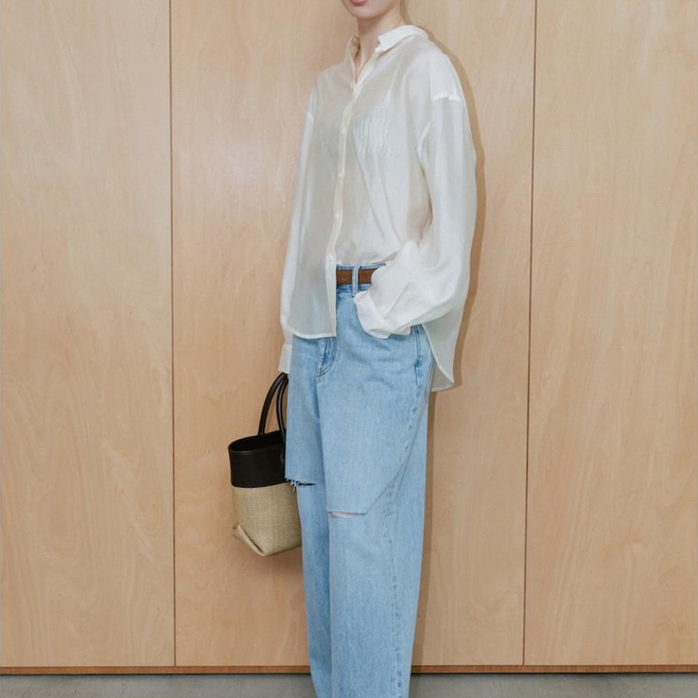 The Aperture Sheer Stripe Shirt Ivory (TA6764A050)