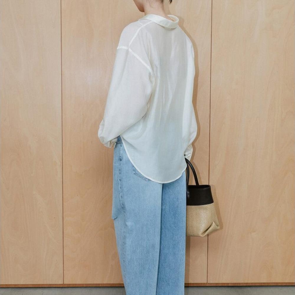 The Aperture Sheer Stripe Shirt Ivory (TA6764A050)
